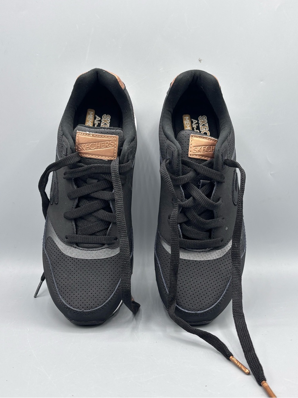 Skechers Womens Black Copper Gold Air Cooled Memory Foam